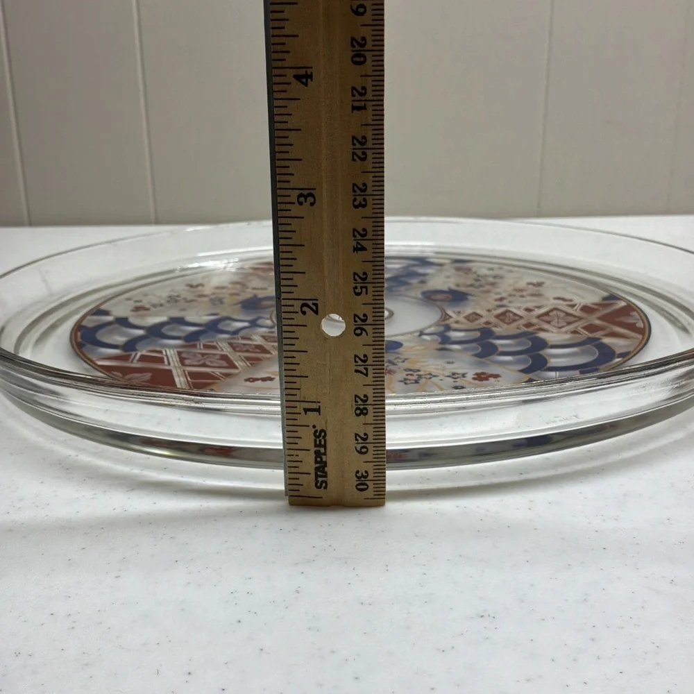 Vintage 1960s Culver Imari Glass Platter Tray MCM 12 Inch Signed